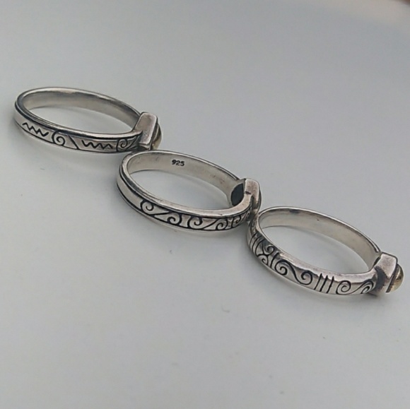 BRIGHTON *SOLID* Sterling Silver Etched Ring Trip - Picture 7 of 8